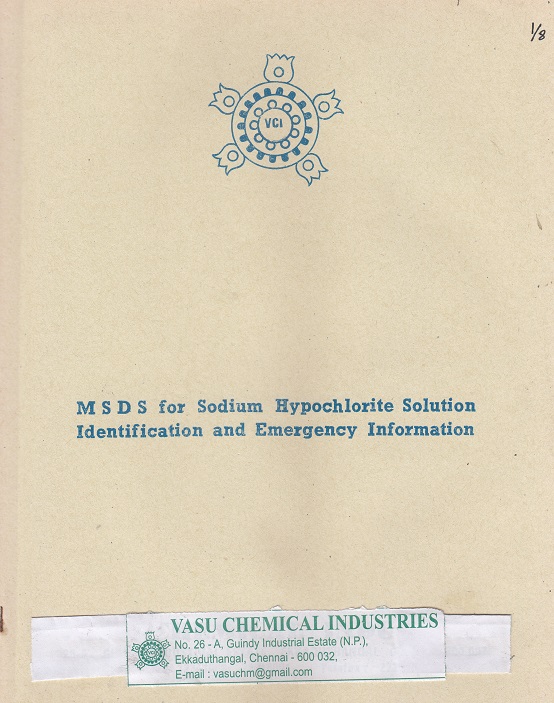 Articles SODIUM HYPOCHLORITE MSDS